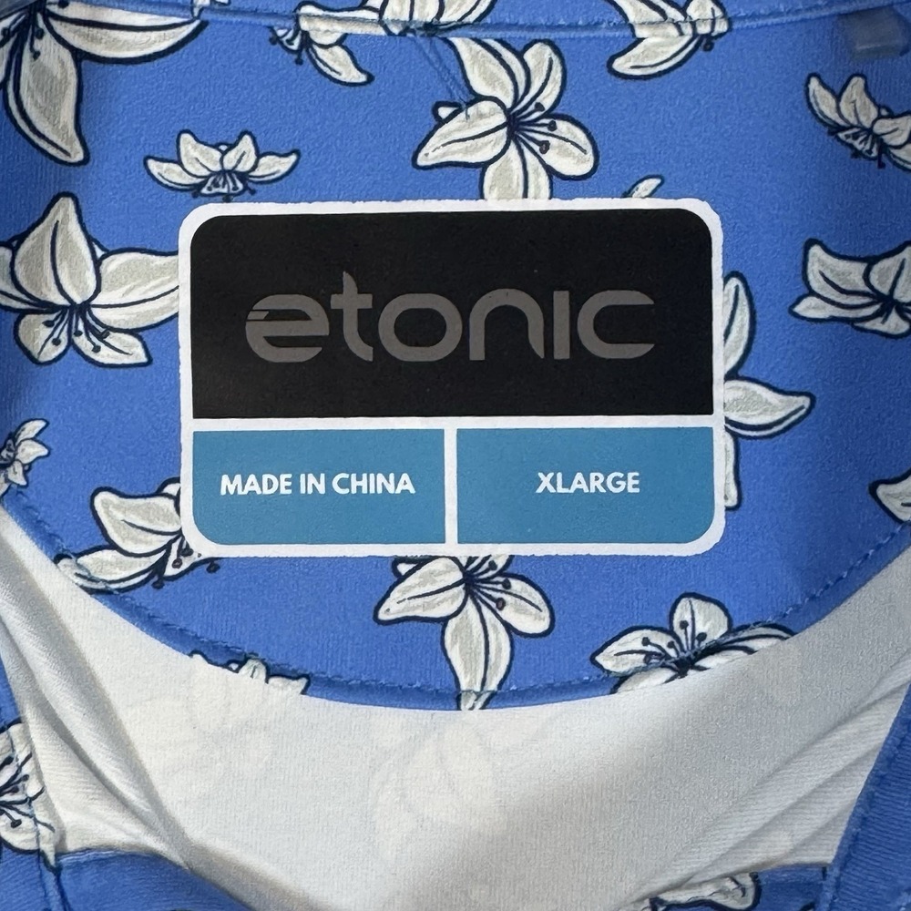 Etonic Golf Polo Mens size XL Floral All Over Print Performance Preppy Dry-fit - Picture 4 of 12